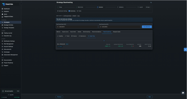 Tradyra strategy backtester results with historical performance metrics and charts — view 12 of 15