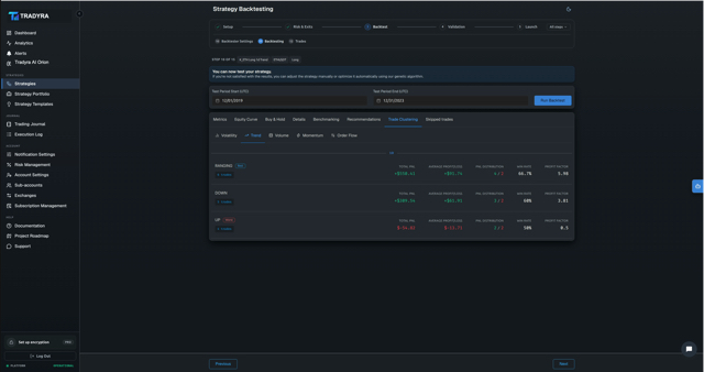 Tradyra strategy backtester results with historical performance metrics and charts — view 9 of 15